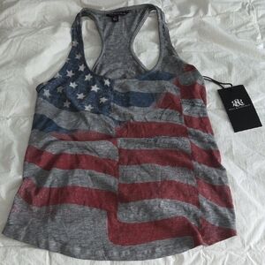 Rock & Republic Patriotic Gray and Red Tank Top
